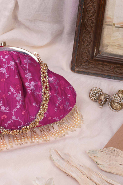 Bandhani vintage purse - pink