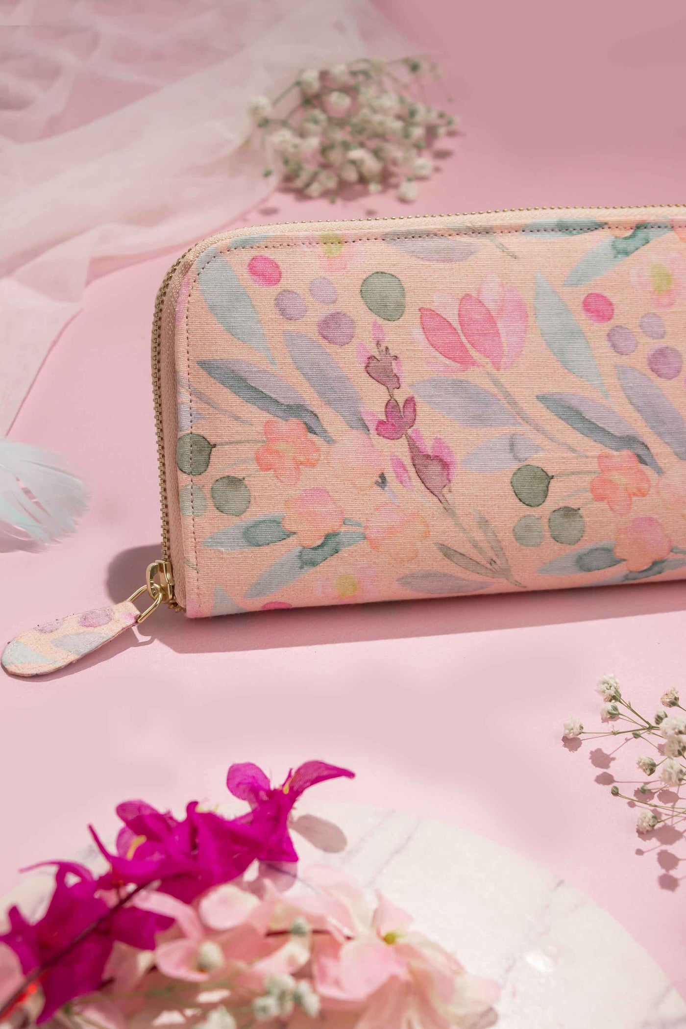 AMYRA Cynthia floral printed wallet - Peach