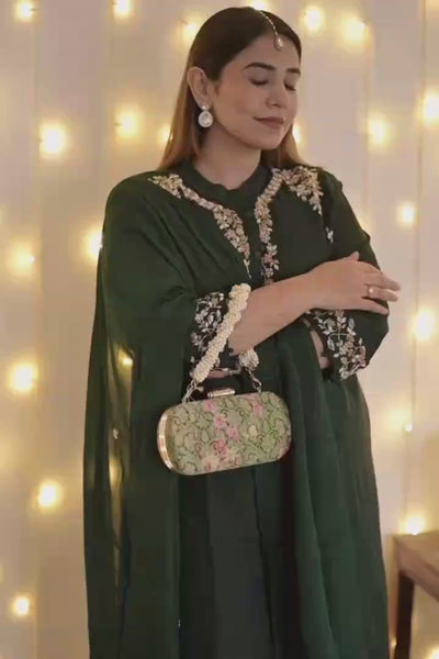 Elora Capsule Clutch - Green