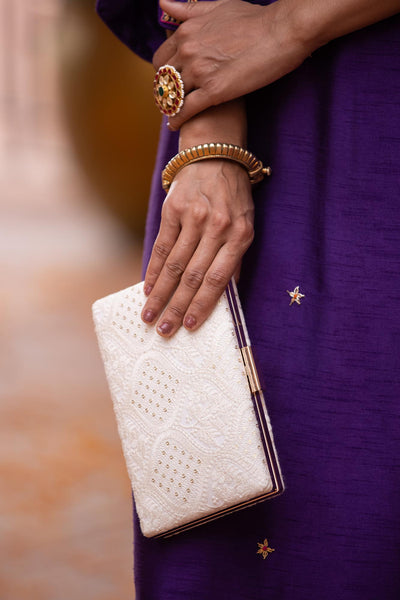 Mughal Offwhite Box Clutch
