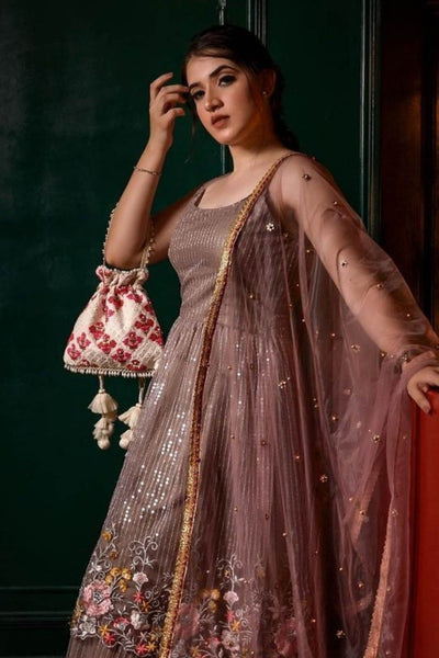 Gulab Embroidered Silk Potli bag
