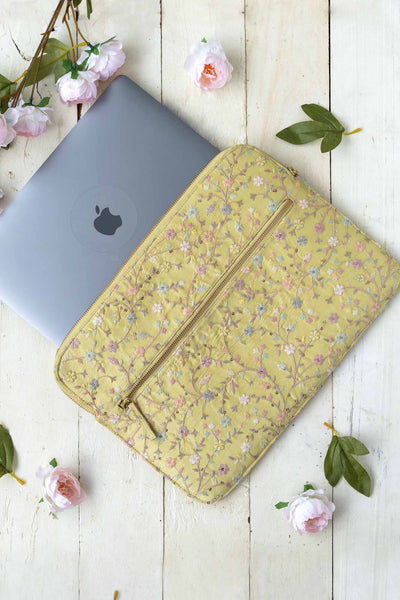 Blossom Laptop Sleeve - Yellow (Upto 14 inch)