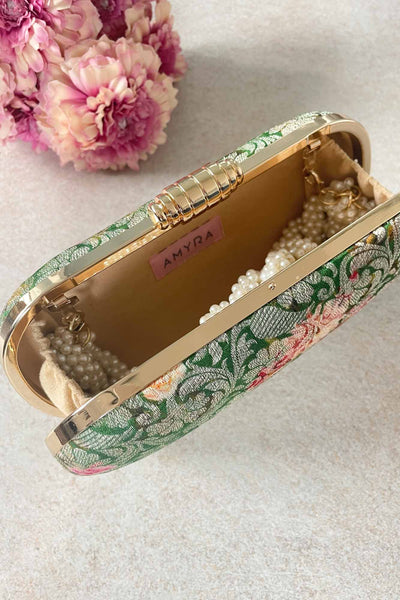 AMYRA Elora green capsule clutch