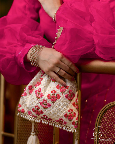 Gulab Embroidered Silk Potli bag