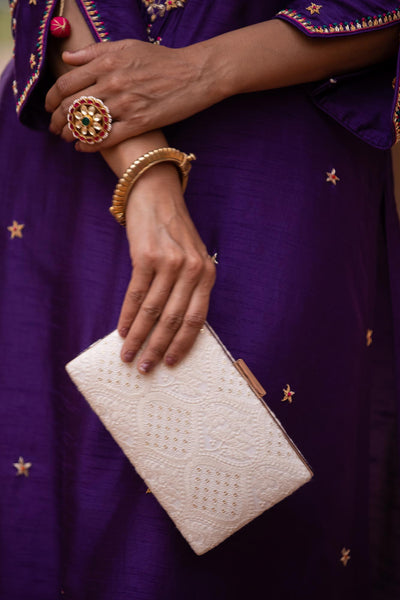 Mughal Offwhite Box Clutch
