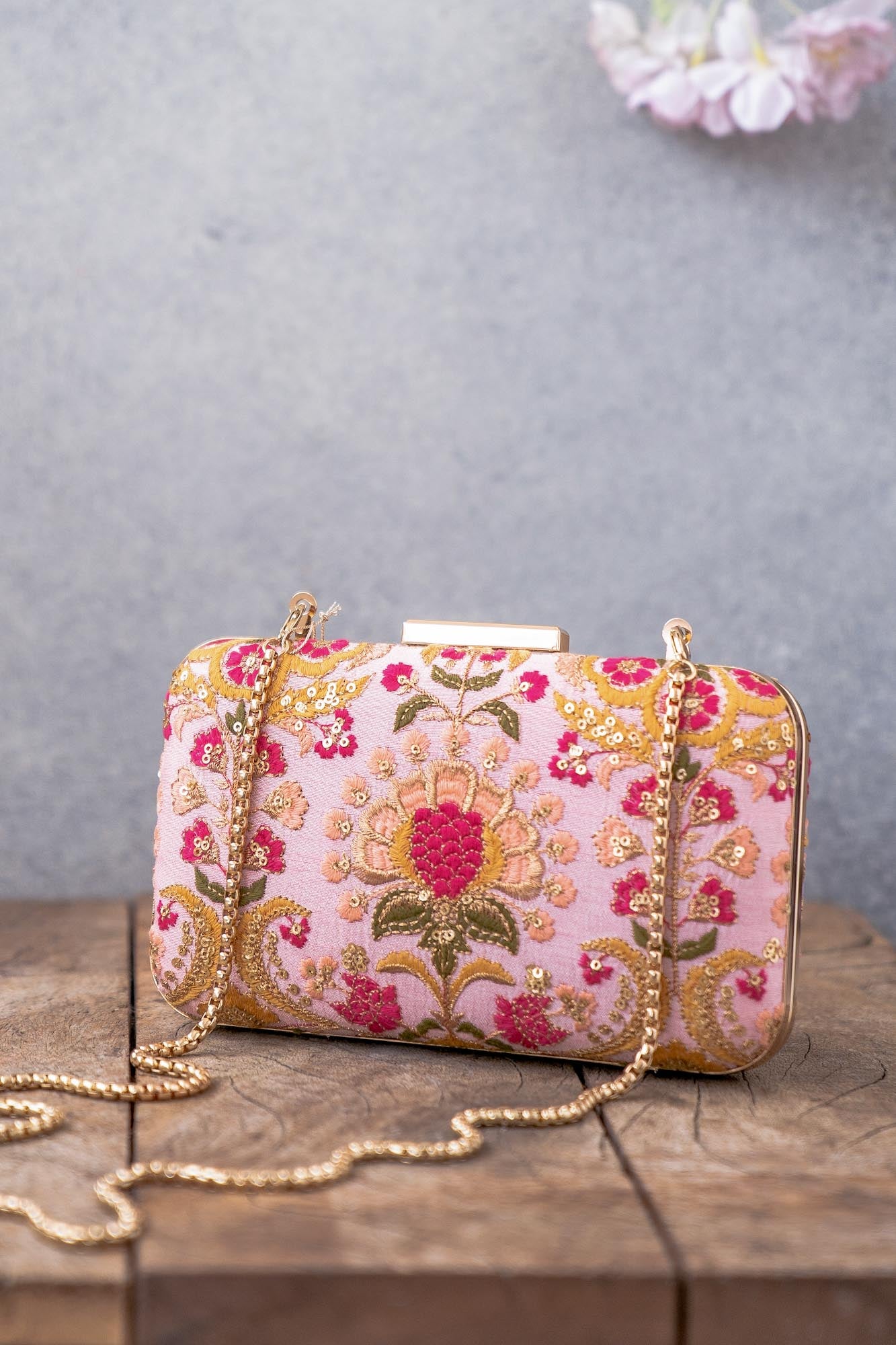 AMYRA Alanna Pink Box Clutch