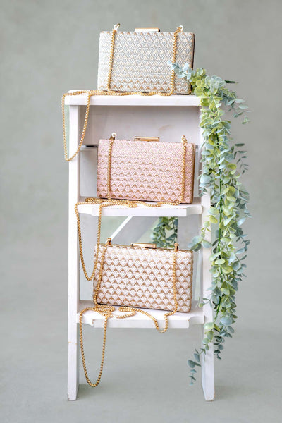 Serenade Threadwork Clutch - Off white