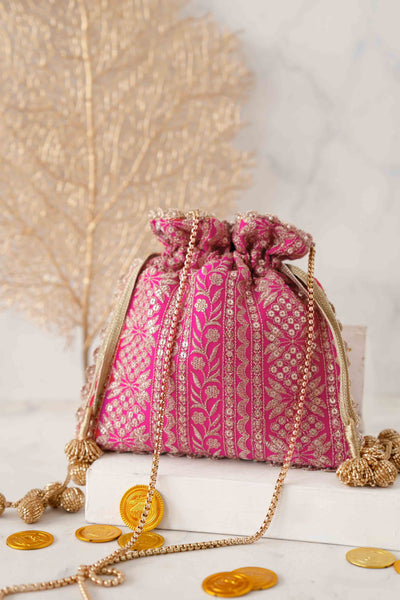 AMYRA Mirai embroidered potli - Pink