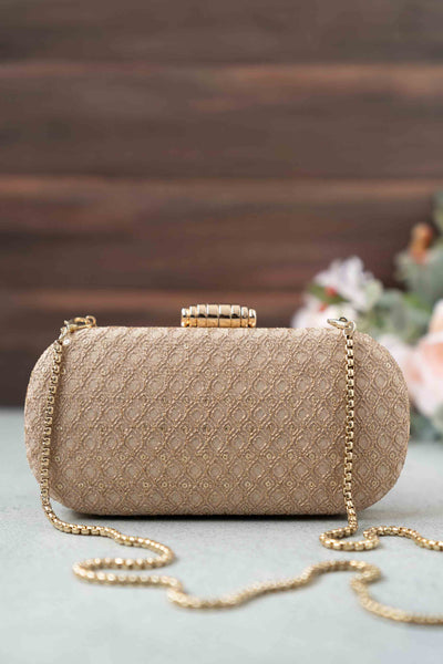 AMYRA Oro gold sequin clutch